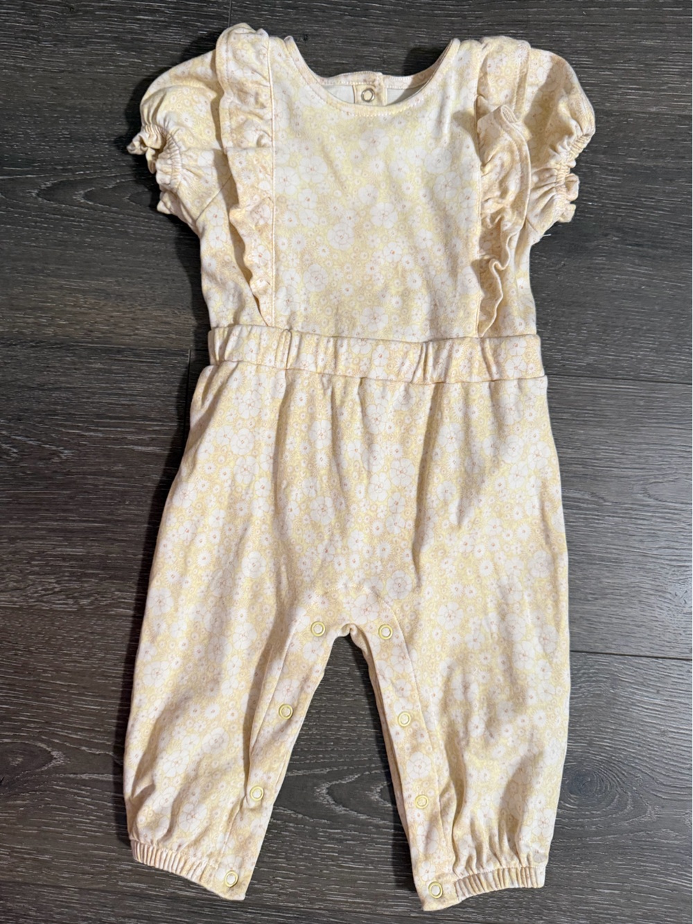 Amazon Essentials Pale Yellow Floral Baby Romper